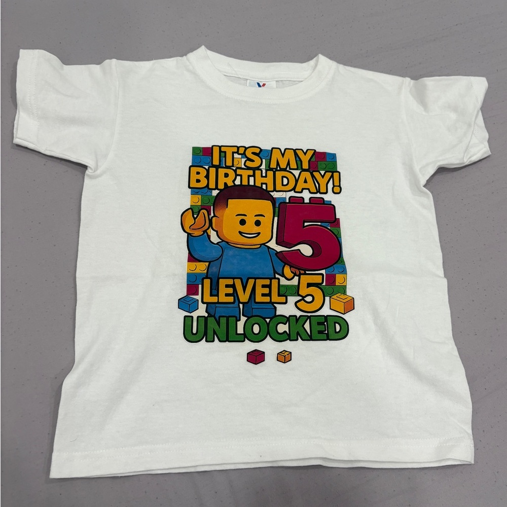 Kids White Birthday T-Shirt with Colorful Print